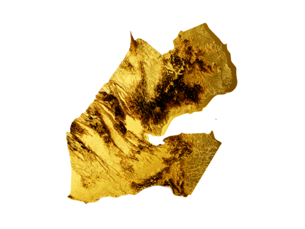 Cibuti Haritası Altın Metal Boyut Haritası 3d illüstrasyon