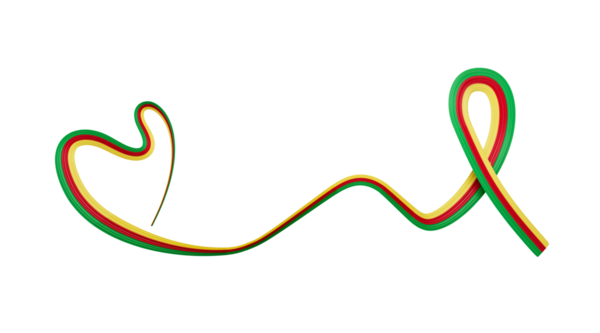3D Kamerun Kalbi Bayrağı Dalgalı Farkındalık Kurdelesi, 3 boyutlu illüstrasyon