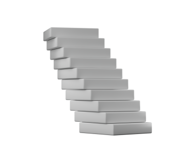 Beyaz dikdörtgen bloklar yığını. Eğik bir kule etkisi yaratmak için hafif dengeli. 3B Görüntü