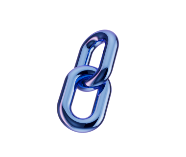 Parlak bir kapağı olan üç boyutlu metalik mavi zincir halkası bağlantıyı ve birliği simgeliyor. 3d illüstrasyon