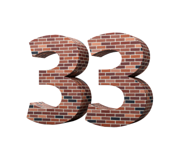 Tuğla Duvarı 33 numara. Renkli tuğla duvarından yapılmış 33 basamaklı. 3 boyutlu resim.