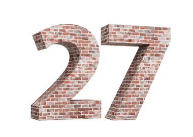 27 numara. Eski Grunge Tuğla Duvarı 'ndan yapılma. 3 boyutlu resim.