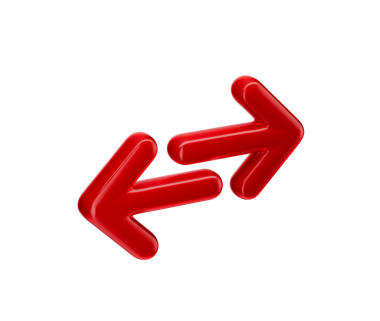 3D İki Kırmızı Ok takası ve transferi sembolize ediyor. 3d illüstrasyon