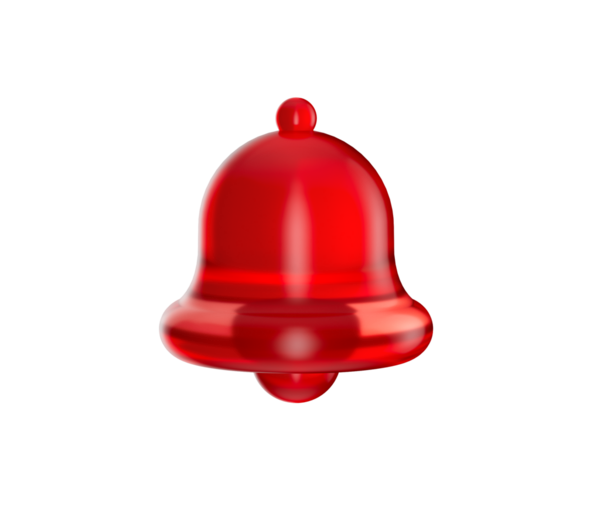 3 boyutlu kırmızı çan simgesi, parlak, pürüzsüz bir son ve içinde bir alkış. 3B Görüntü.