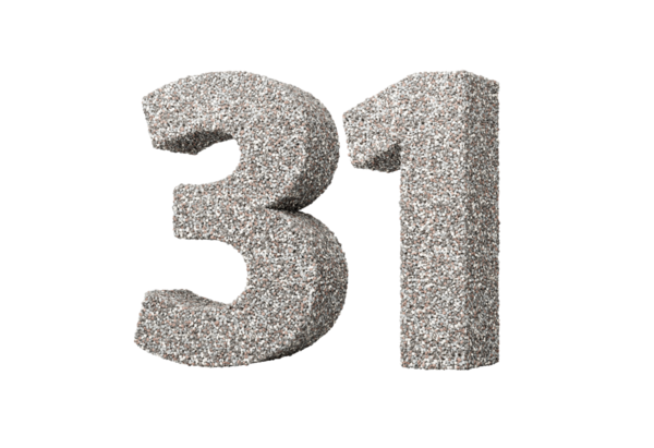 Kaya parçalarından ya da Gravels 3d İllüstrasyonundan Yapılmış 31 Numara