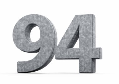 Beton Numara 94 94 Gri Beton Taş Yapımı Beyaz Arkaplan 3D İllüstrasyon