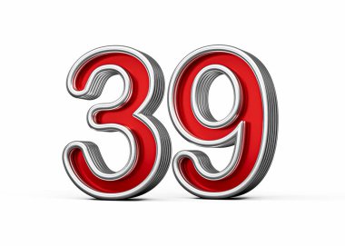 3939 numaralı canlı kırmızı metal parıltılı ve kıvrımlı kenarlar, 3D resim
