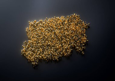 Sudan Haritası Yüksek Kaliteli Altın Metalik Bakır Sütunlar 3D İllüstrasyon