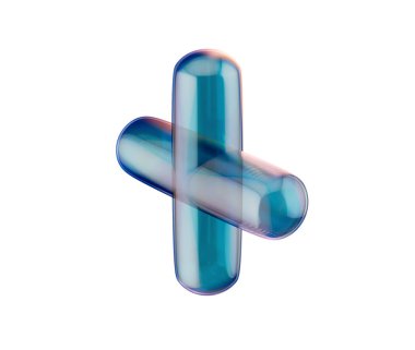 Pürüzsüz, şeffaf, mavi 3D artı işareti parlak, fütüristik ve yansıtıcı bir görünümü var. 3B Görüntü