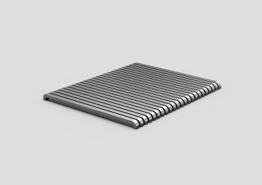 Pürüzsüz ve yapılandırılmış metalik bir yüzey oluşturan zımba çivileri yığılmış bir oluşum. 3d illüstrasyon