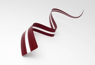 Letonya 'nın 3d Bayrağı 3d Dalgalı Parlak Letonya Kurdelesi Beyaz Arkaplanda İzole Edildi 3d Görüntü