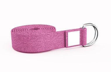 3 Boyutlu Pembe Yoga Pamuk D Halka Kemer Yuvarlak Yoga Kayışı Beyaz Arkaplan 3D Görüntü
