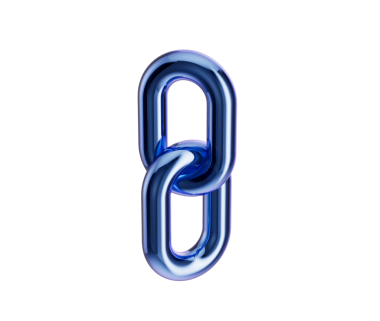 Parlak bir kapağı olan üç boyutlu metalik mavi zincir halkası bağlantıyı ve birliği simgeliyor. 3d illüstrasyon