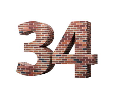 Tuğla Duvarı Numara 34 34 Renkli Tuğla Duvarı 3D Görüntü