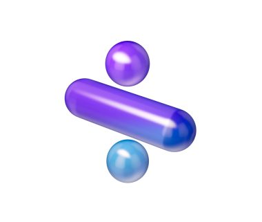 Mor-mavi gradyanı, yumuşak yansımaları ve derinliği olan 3D parlak bölme sembolü. 3B Görüntü