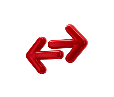 3D İki Kırmızı Ok takası ve transferi sembolize ediyor. 3d illüstrasyon