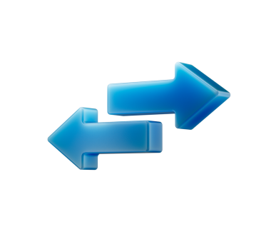 3D Mavi oklar ticareti, senkronizasyonu, transferi ve dijital bağlantıyı simgeliyor. 3d illüstrasyon