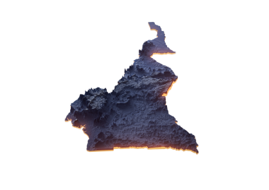 Aydınlatılmış Kamerun Veri Haritası Coğrafi Özellikleri Vurguluyor Neon Işıklı 3B Görüntü