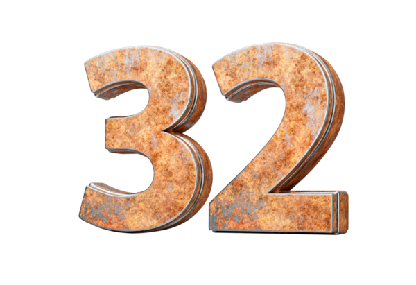 32 numara, eski paslı demir metal desenli 3D resimden yapılmış.