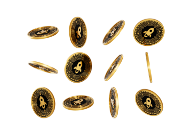 3D Düşen Altın ve Siyah Şifreli Para Yıldız Lumens 3D Görüntü