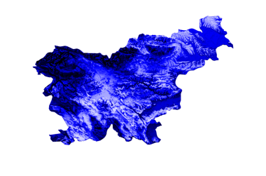 Sloven haritasında mavi ve kırmızı renkli yardım haritası 3d illüstrasyon