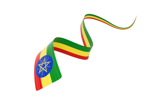 Etiyopya 'nın 3d Bayrağı 3d Dalgalı Parlak Etiyopya Kurdelesi 3d Görüntü