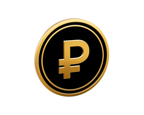 Parlak Altın ve Siyah Yuvarlak Rus Rublesi 3D Görüntü