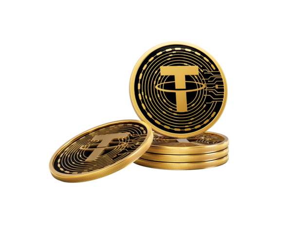 3d Altın Kripto Para Yığını USDT Bozuklukları Yığını 3d İllüstrasyon