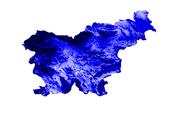 Sloven haritasında mavi ve kırmızı renkli yardım haritası 3d illüstrasyon