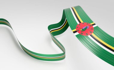 Dominica 'nın 3d Bayrağı Sallanan Parlak Dominica Bayrakları Beyaz Arkaplanda 3d Görüntü