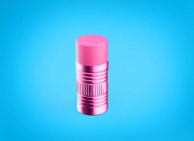 Mavi Arkaplanda İzole Edilmiş Yumuşak Pembe Silgiyle Parlak Pembe Metalik Ferrüzyon