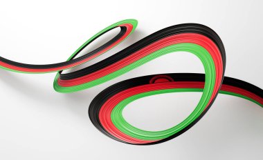 Malawi 'nin 3d Bayrağı Beyaz Arkaplanda Parlak Dalgalı Malawi Kurdelesi 3d Görüntü