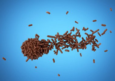 Çikolata parçacıkları geliyor ve Brigadeiro Brezilya Tatlı Topu 3D Görüntü 'de duruyor.