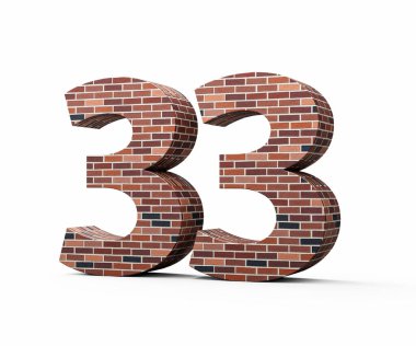 Tuğla Duvarı 33 numara. Renkli tuğla duvarından yapılmış 33 basamaklı. 3 boyutlu resim.