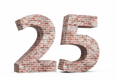 25 numara. Eski Grunge Duvarı 'ndan yapılma. 3 boyutlu resim.