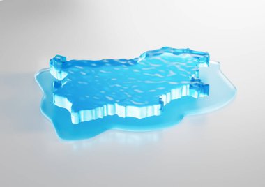 Bulgaristan 'ın Su Buz Haritası Küresel Isınma Buzulunu Derin Mavi Su 3D resimlerinde Eritiyor