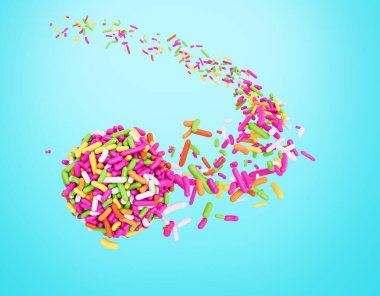Brigadeiro Brezilya Tatlısı Balosu 3D Görüntü 'de Renkli Serpiştirmeler