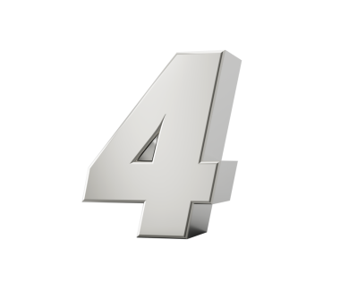 Gümüş 3D 4 numara. 3d illüstrasyon