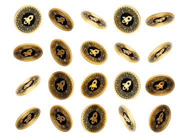 3D Düşen Altın ve Siyah Şifreli Para Yıldız Lumens 3D Görüntü
