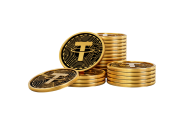 3d Altın Kripto Para Yığını USDT Bozuklukları Yığını 3d İllüstrasyon