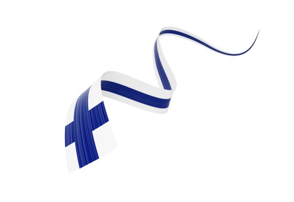 3d Finlandiya Bayrağı 3d Dalgalı Parlak Finlandiya Bayrağı Gri 3d Görüntü