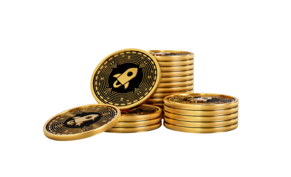 3D Altın Kripto Para Birimi Yıldız Lumens Yığını 3D Görüntü
