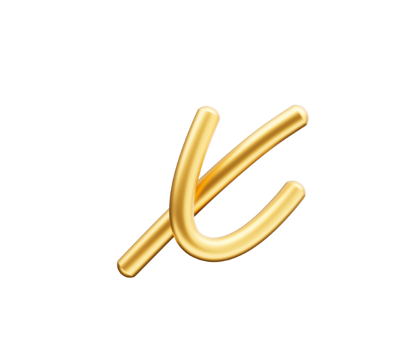 3d Altın Parlak Küçük Harf X Alfabesi x Yuvarlak Şişirilebilir Yazı Tipi 3d Görüntü