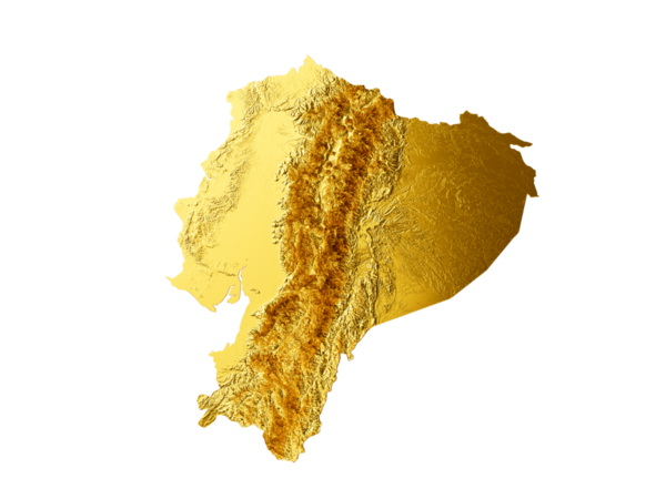 Ekvador Haritası Altın Metal Renk Haritası 3d illüstrasyon