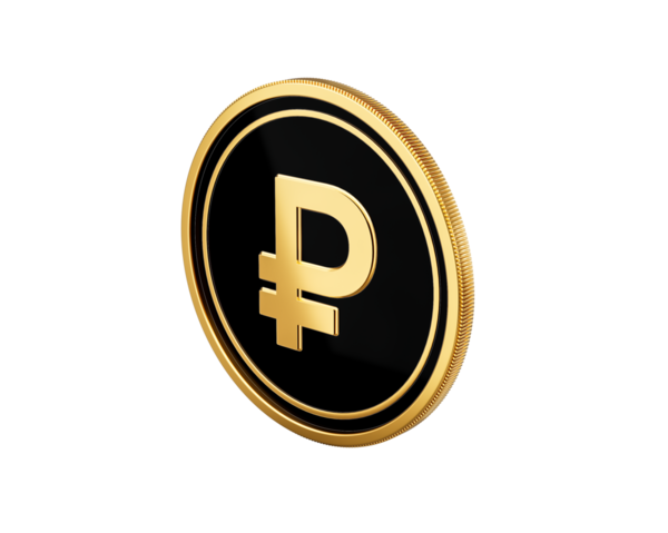 Parlak Altın ve Siyah Yuvarlak Rus Rublesi 3D Görüntü