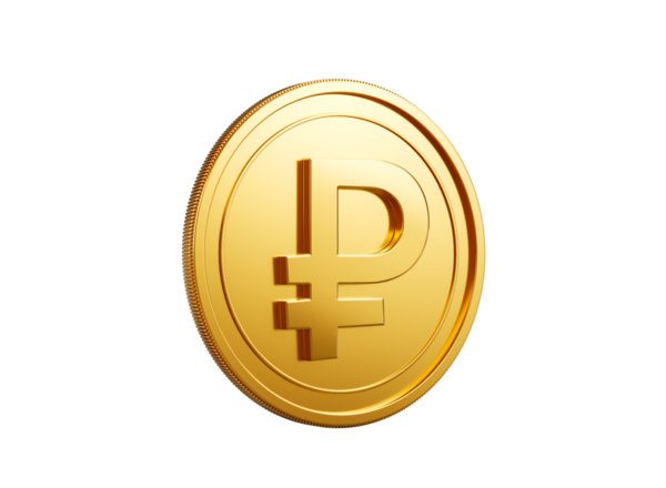 3D Altın Parlak Rus Rublesi 3D Görüntü