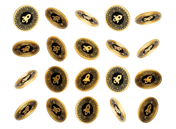 3D Düşen Altın ve Siyah Şifreli Para Yıldız Lumens 3D Görüntü