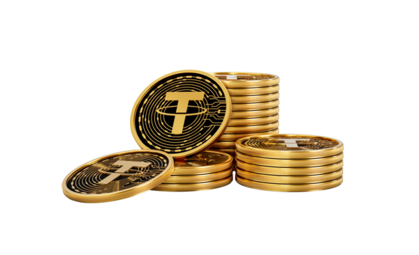 3d Altın Kripto Para Yığını USDT Bozuklukları Yığını 3d İllüstrasyon