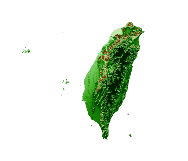 Taiwan Topographic Map 3d realistic map Color 3d illustration