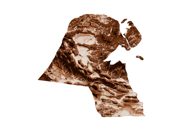 Kuveyt haritası eski tarz, kahverengi grafikler eski tarz Vintage tarzında. Yüksek detaylı 3d illüstrasyon